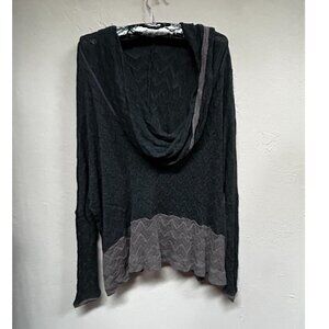 Ogle Womens Turtleneck Crochet Pullover Sweater Medium Knit Chevron Gray Brown